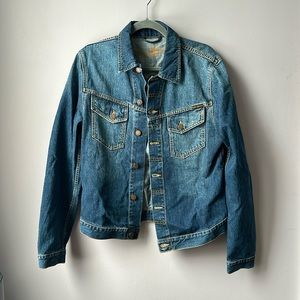 NUDIE JEANS ORGANIC COTTON THICK DENIM JACKET STRAIGHT CUT BLUE MOOD UNISEX